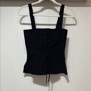 Callipygian Navy Polka Dot Corduroy Cami